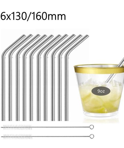 10 Pack Reusable Metal Straws