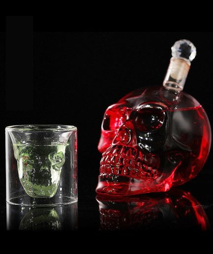 Skull Shaped Alcohol Container & Glass Set
