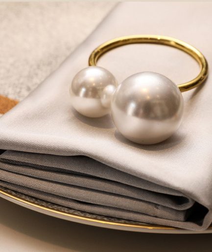 Elegant Pearl Napkin Rings - 6Pack