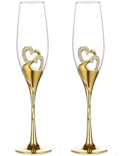 2 Hearts Champagne Glass
