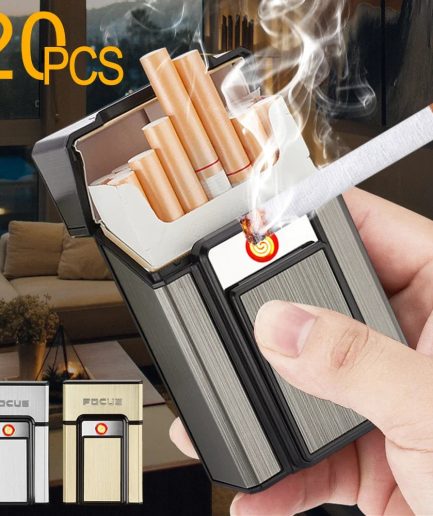 Fancy Cigarette Case With USB Rechargeable Lighter